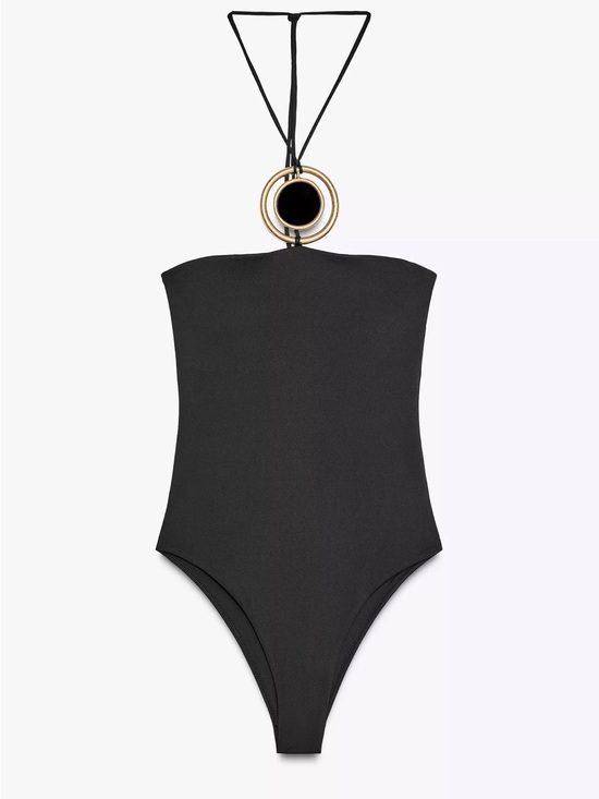 Zara Other - Zara Black One-Piece Swimsuit with Gold Ring Halter